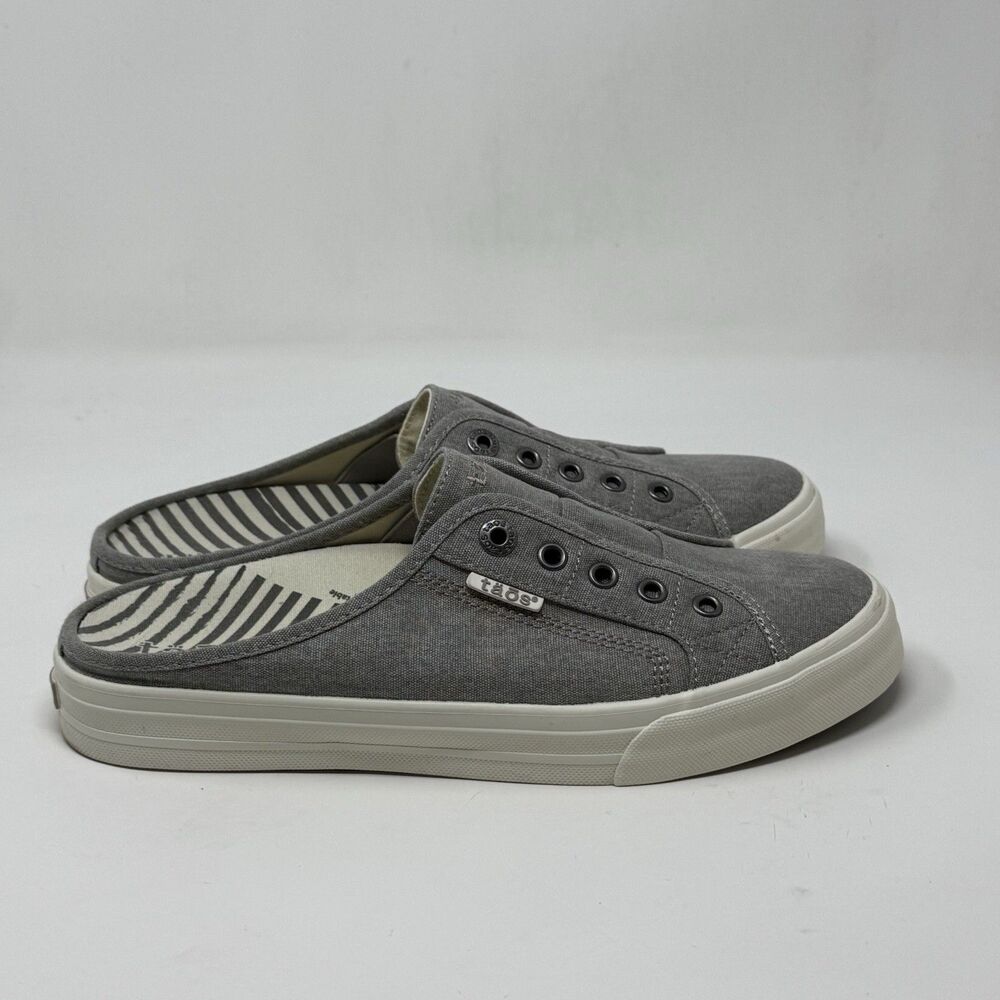 Taos EZ Soul Mules Sneakers Shoes Womens 10 Gray Canvas Casual Slip On Comfort